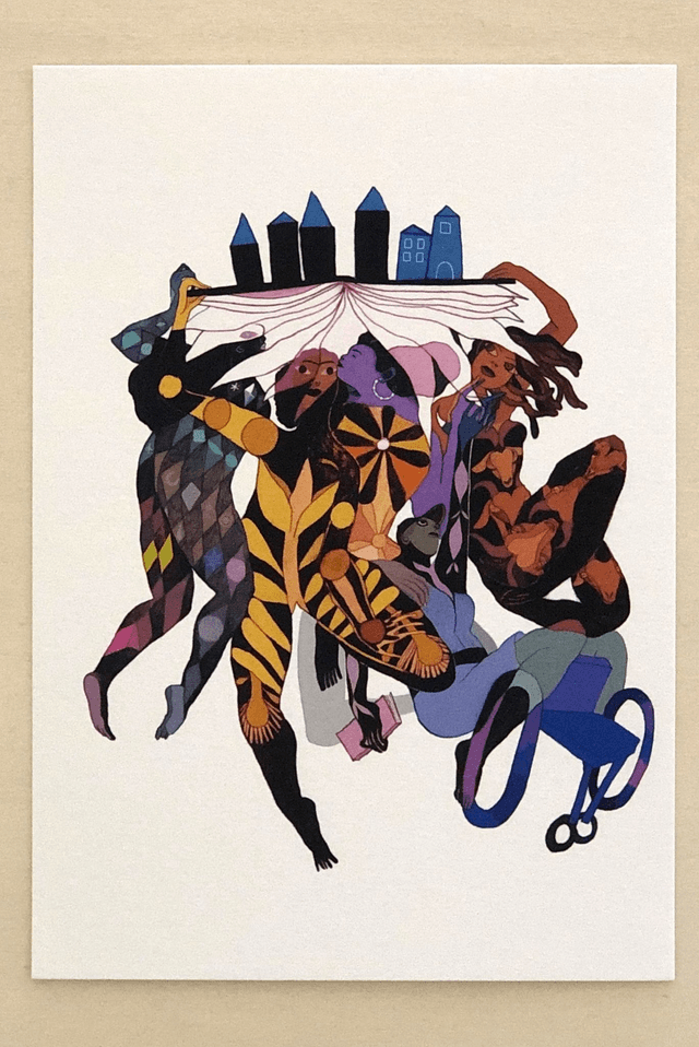 Carte postale “Les gardiennes” – Illustration de Maya Mihindou – Papeterie féministe made in France – Carte postale A6 fabriqué à Paris